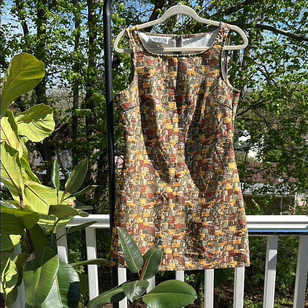 Vintage Colorful Mosaic Sleeveless Dress